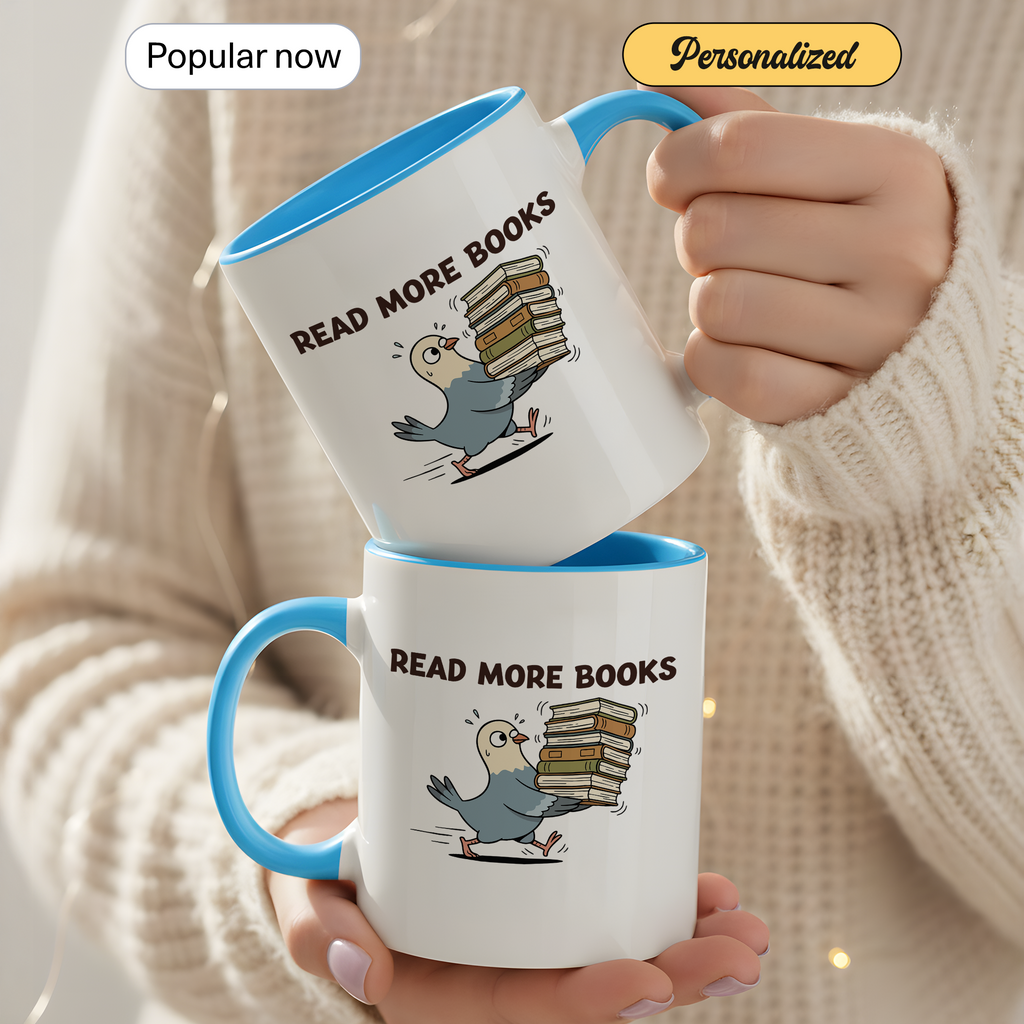 Read More Books Mug – Book Lover Coffee Cup – Reader Gift – Books and Coffee Ringer Mug |Mug 97